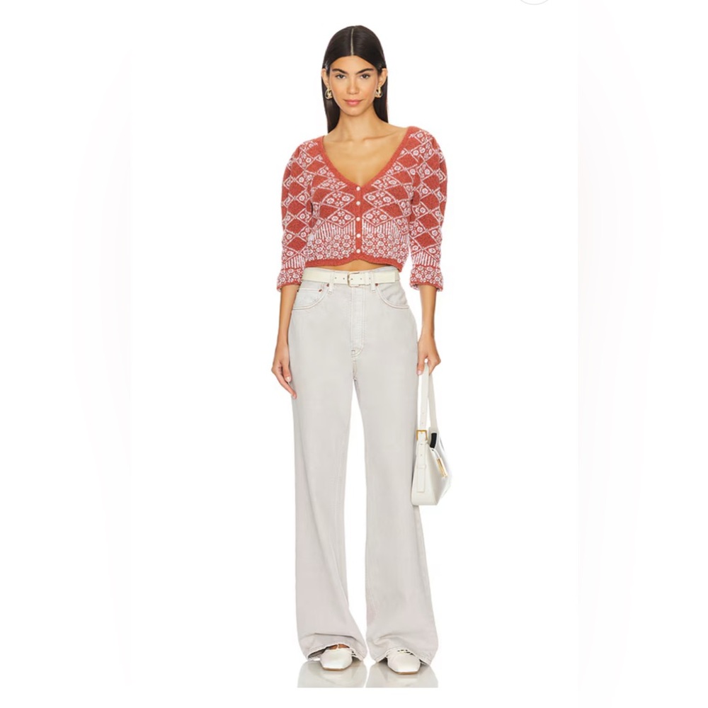 FREE PEOPLE NWT Geo Floral Cardi in Orchid Cinnamon XL